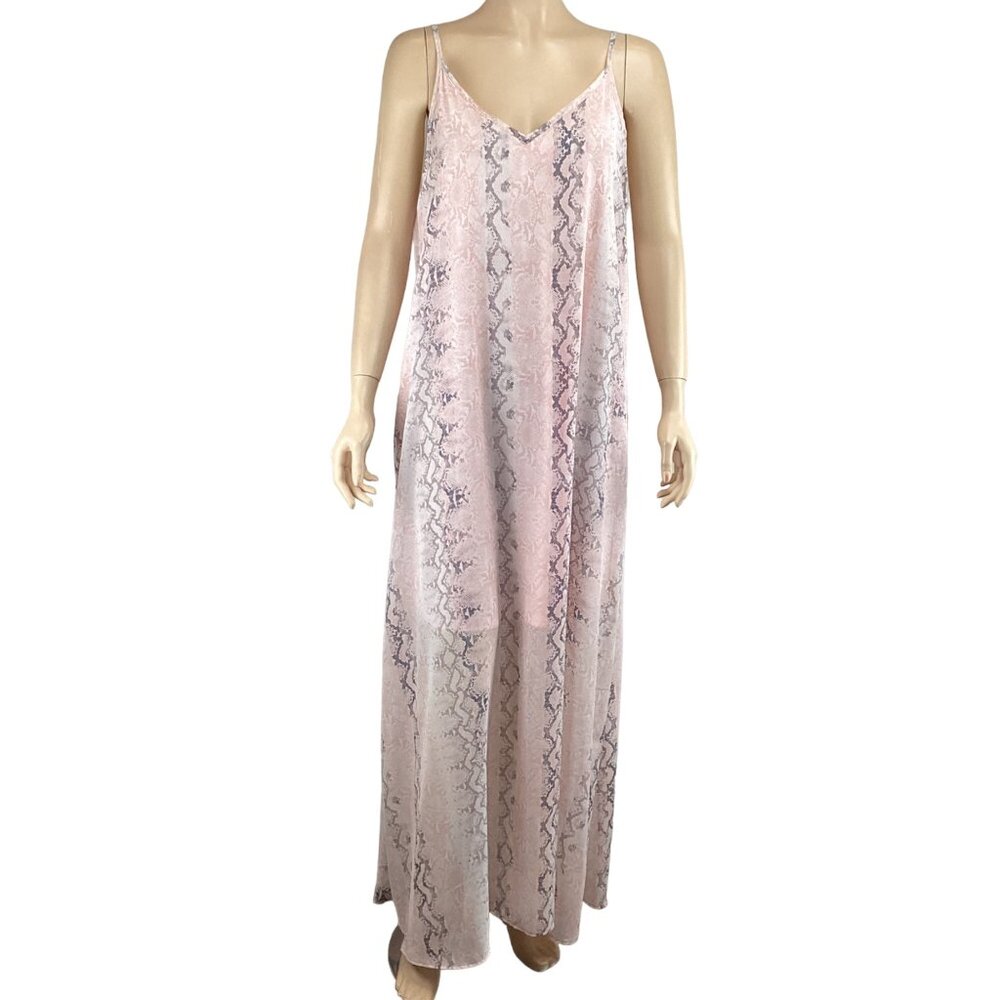 White Birch Dress Maxi‎ Size Large Pink & Gray Snake Print
